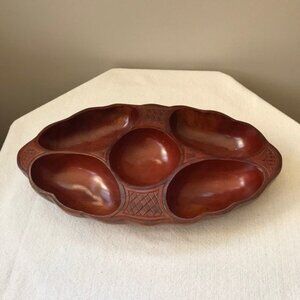 Carved Wood Snack Appetizer Dish